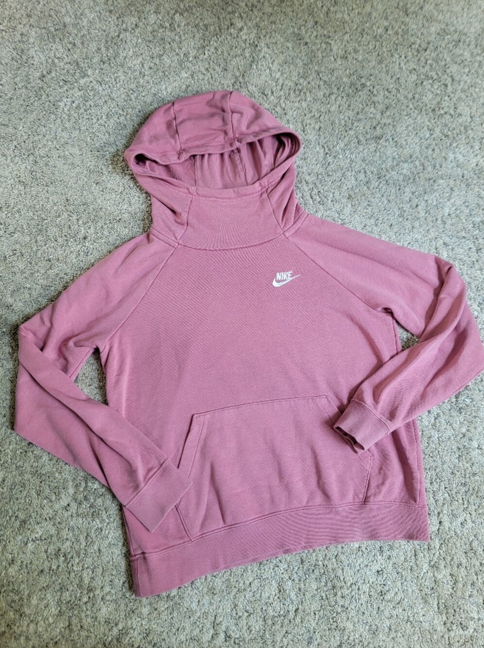 Nike Women's Dusty Rose Hoodie with White Swoosh Size Small